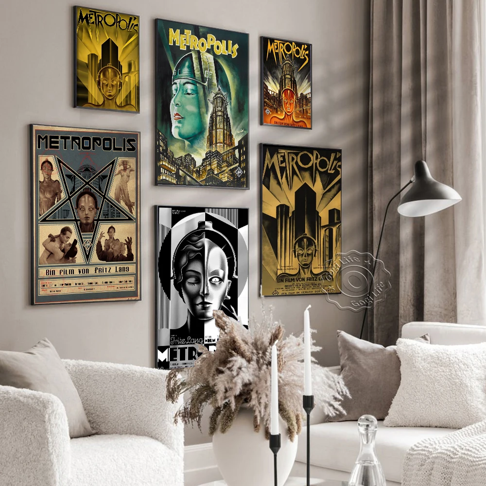 

Винтажный художественный плакат из немецкого фильма «Метрополис» Фриц Ланг, классические художественные наклейки на стену в стиле ретро, д...