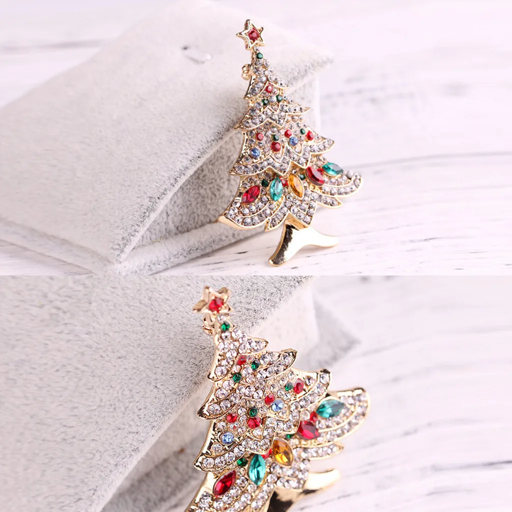 Christmas Tree Brooches For Women fall scarf buckle Clip Rhinestone Brooch Gift Wedding Party Jewelry Accessories#0102 | Украшения и