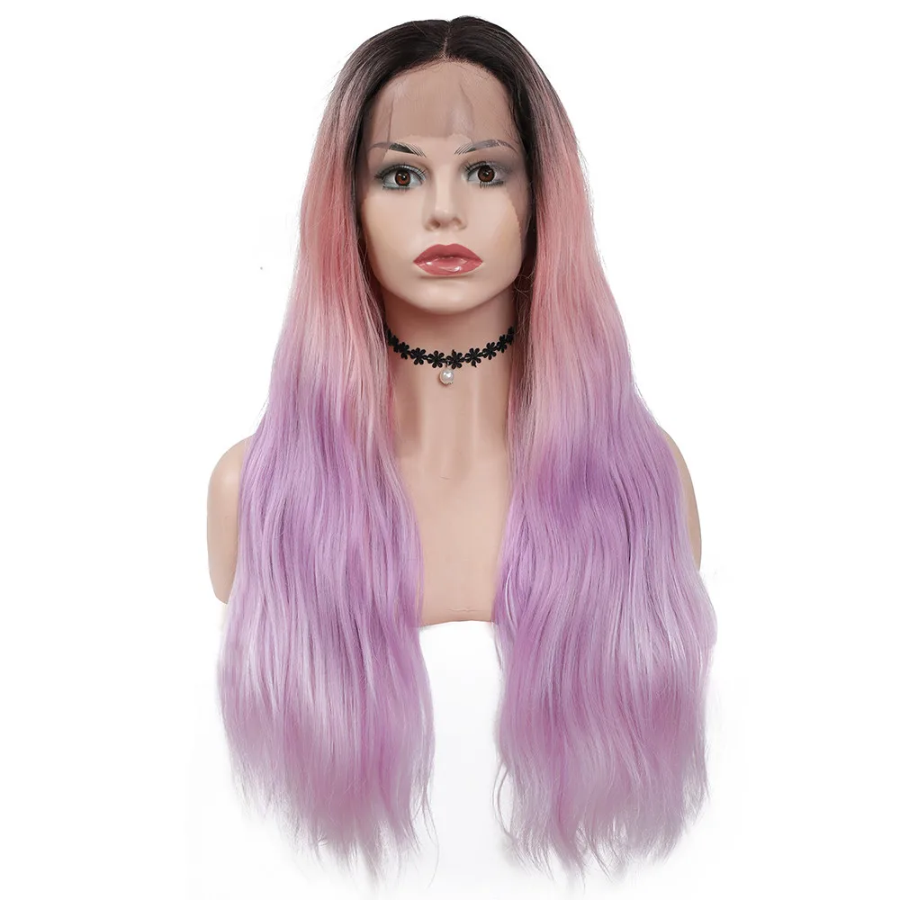 

Grey and White Lace Front Wig Long Synthetic Colored Wigs For Women Natural Wave Hair Daily Cosplay Heat Resistant Fiber IPARTY