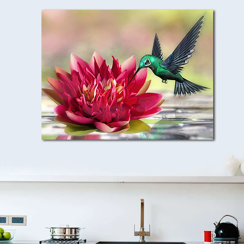 DIY Цифровая живопись цветок и птица романтические вечерние художественные