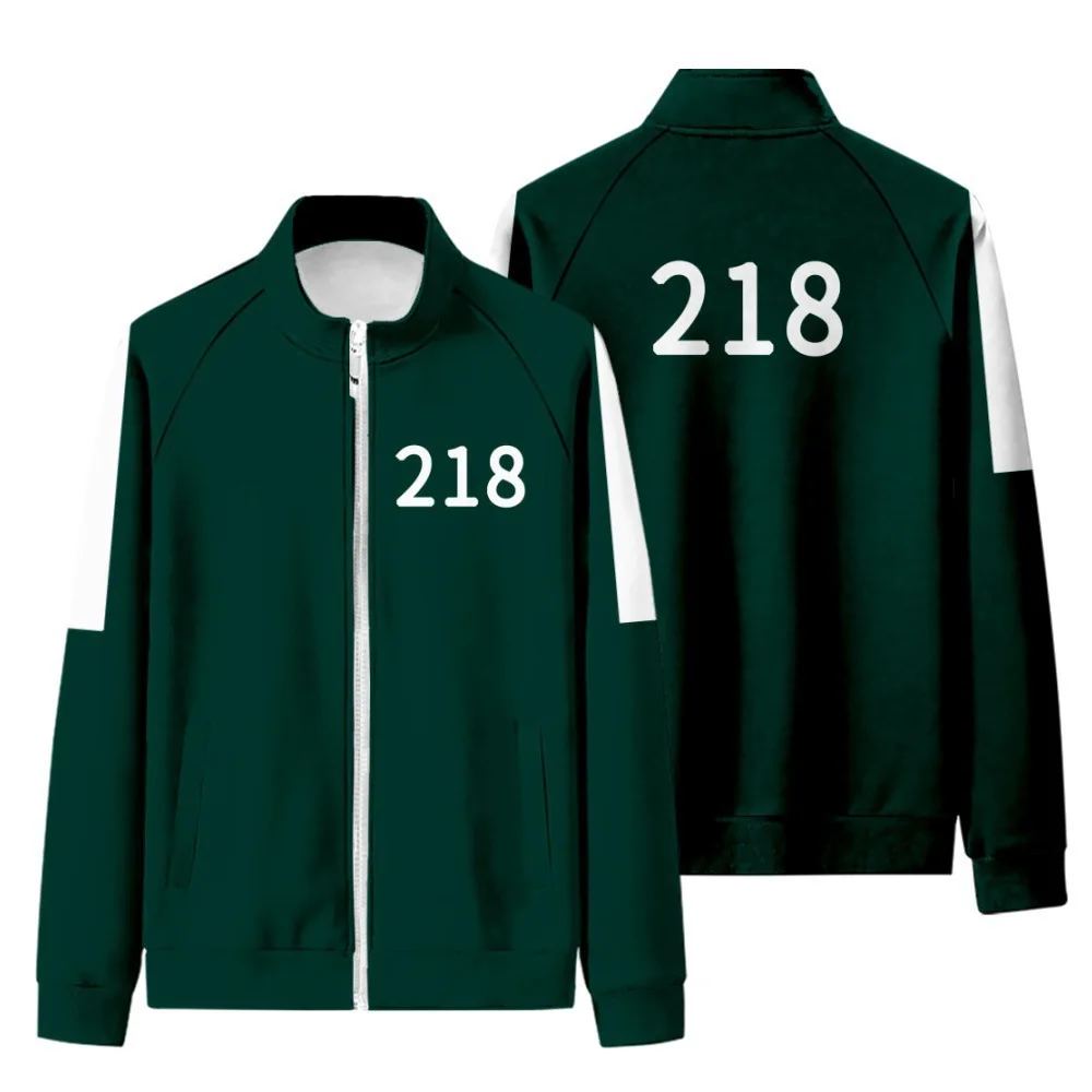 

Korean Squid Game Cosplay Costume Men Jacket Streetwear Harajuku Male Zipper Baseball Jackets Li Zhengjae Sportswear 456 218