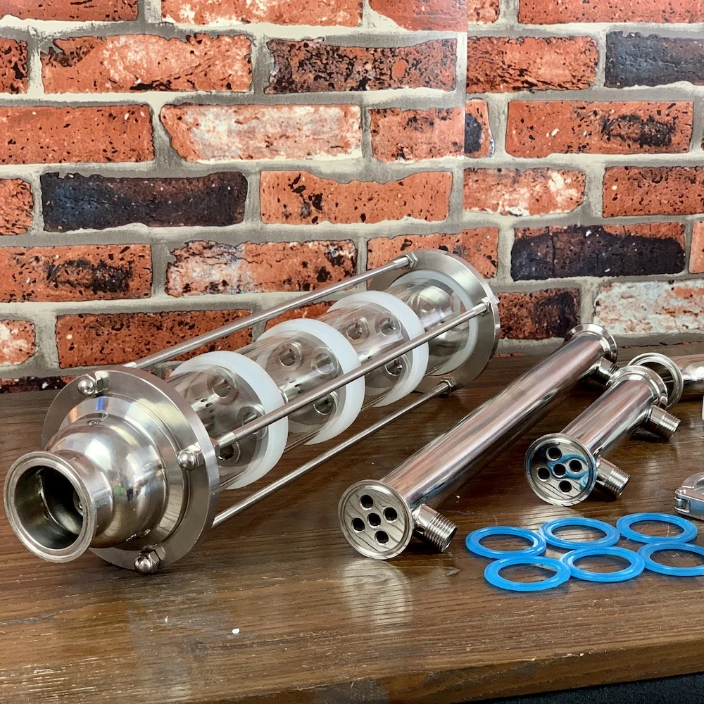 Стеклянная колонна для дистилляции. Барботажные тарелки из нержавеющей стали 4