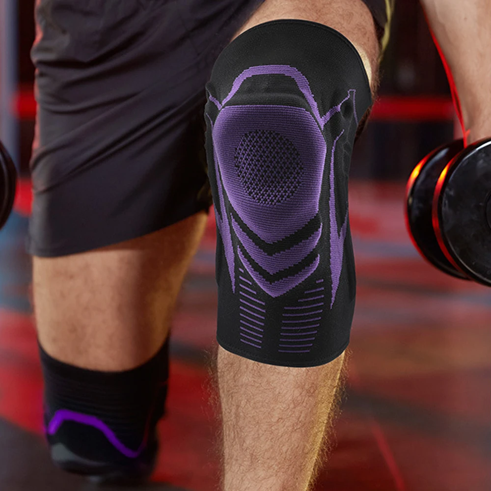 

Sport Knee Brace M/L/XL Elastic Polyester Compression Sleeve Silicone Pad Knee Support For Basketball Running Fitness