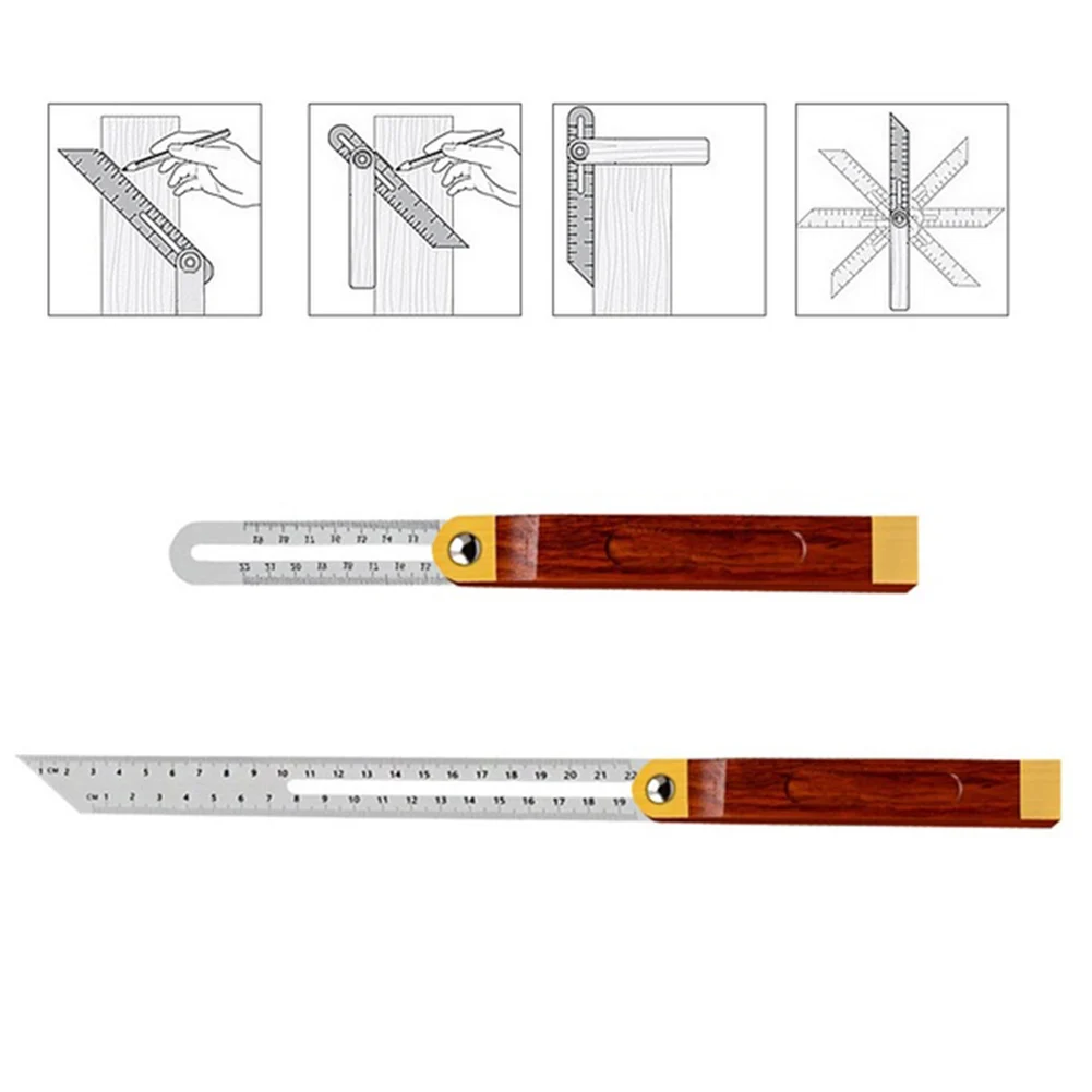 

Double Sided 360 Adjustable High Precision Scale Stainless Steel Ruler Woodworking Sliding Combination Measuring Tool.