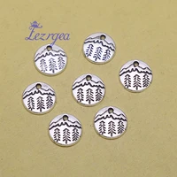 50pcslot 11mm pine tree pendants antique silver plated under the mountain christmas charms diy supplies jewelry accessories