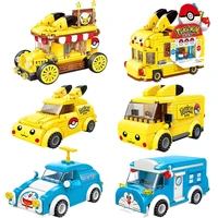 2021 new classic animation pok%c3%a9mon pikachu mini car bus building block model toy set childrens toys childrens gifts