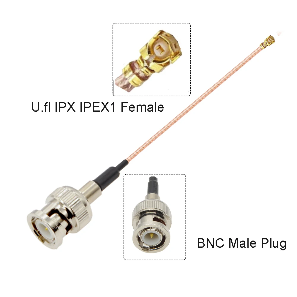 10 шт./лот BNC к uFL u.FL IPX IPEX1 IPEX-1 Jack RG178 гибкий кабель Mini PCI WIFI WLAN антенна Удлинительный RF