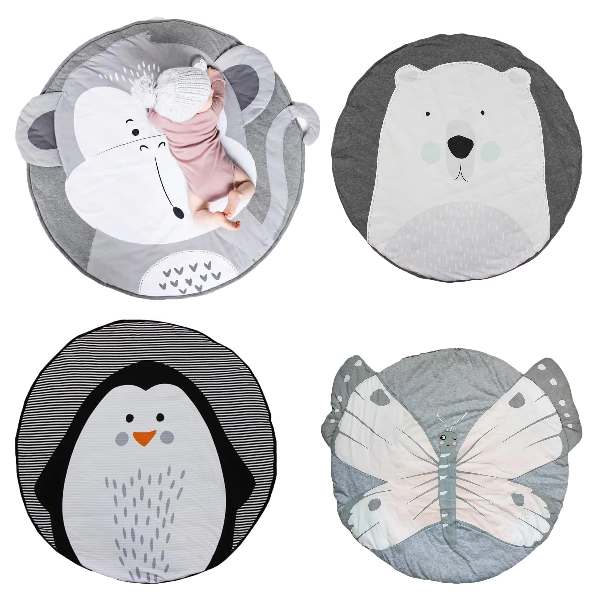 Детский коврик для ползания 90 см с принтом животных|Коврики развивающие| |