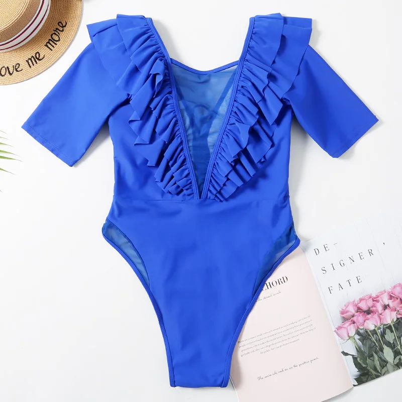 Цельный купальный костюм сетчатый лоскутный боди африканская купальная одежда с