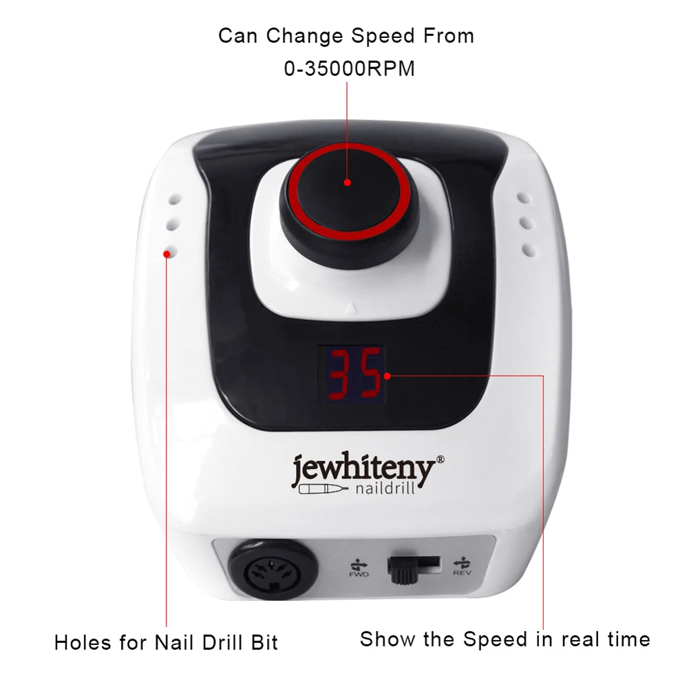 Электрическая машинка для маникюра и педикюра 35 Вт 35000 об/мин набор инструментов