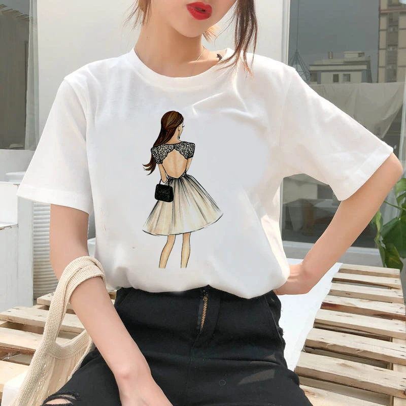 

Oversized T Shirts Women Lady Images Printed Harajuku Streetwear Casual Plus Size White T-Shirt Summer Short Sleeve Tops Tshirt