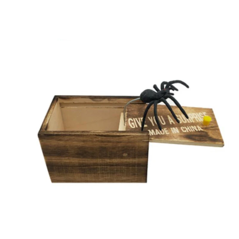Взрослая Смешная Деревянная Шокерная Коробка Скрытый Паук Великолепное Качество Шуточная Деревянная коробка Интересная Игра Уловка Шутка Подарок.