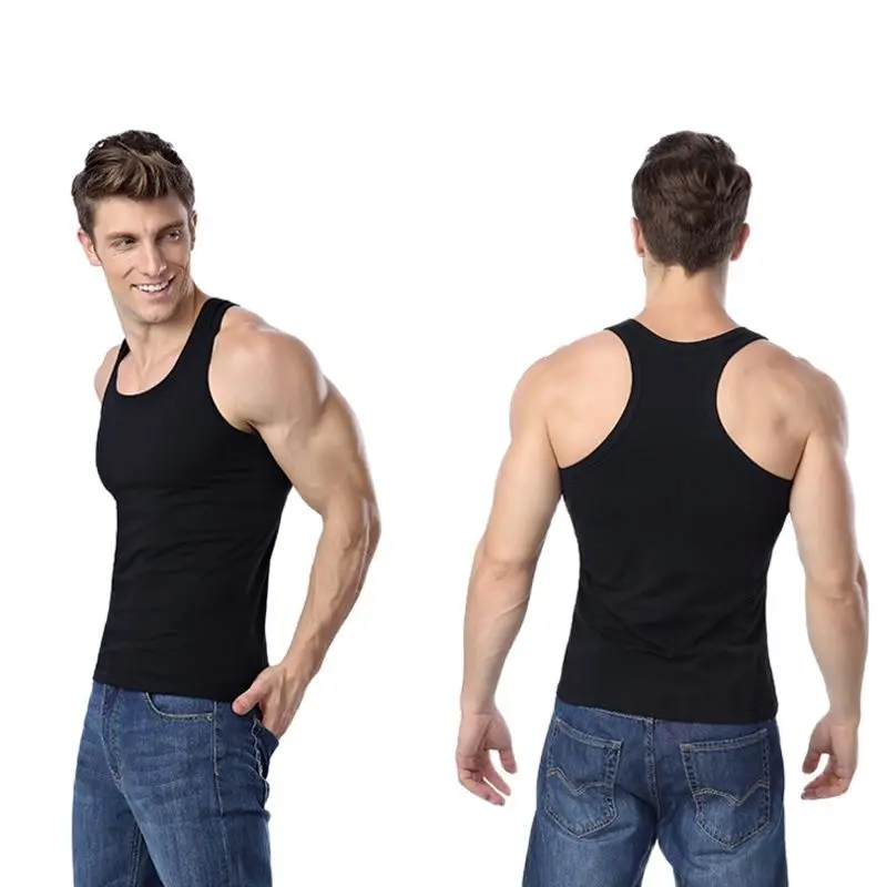 Майка мужская однотонная без рукавов пикантный Топ для бодибилдинга облегающее