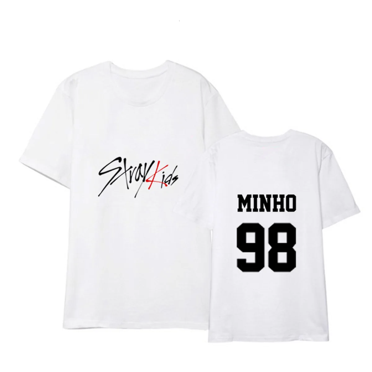 Полосатая Детская Футболка KPOP StrayKids Корейская уличная одежда в стиле хип хоп MINHO