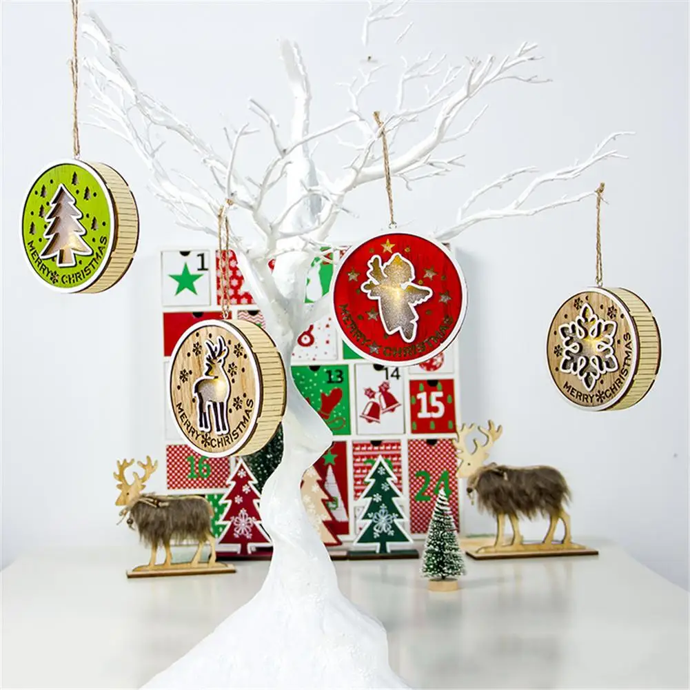 1 снежинки олень освещение Рождественская елка Висячие деревянные украшения