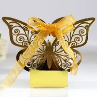 10pcsset butterfly laser cut hollow carriage favors box gifts candy boxes with ribbon baby shower wedding event party supplies
