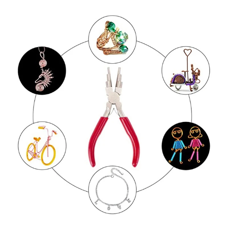 

3Pcs 6-in-1 Bail-Making Pliers Bent Nose Pliers For Wire Bending Jewelry Tools