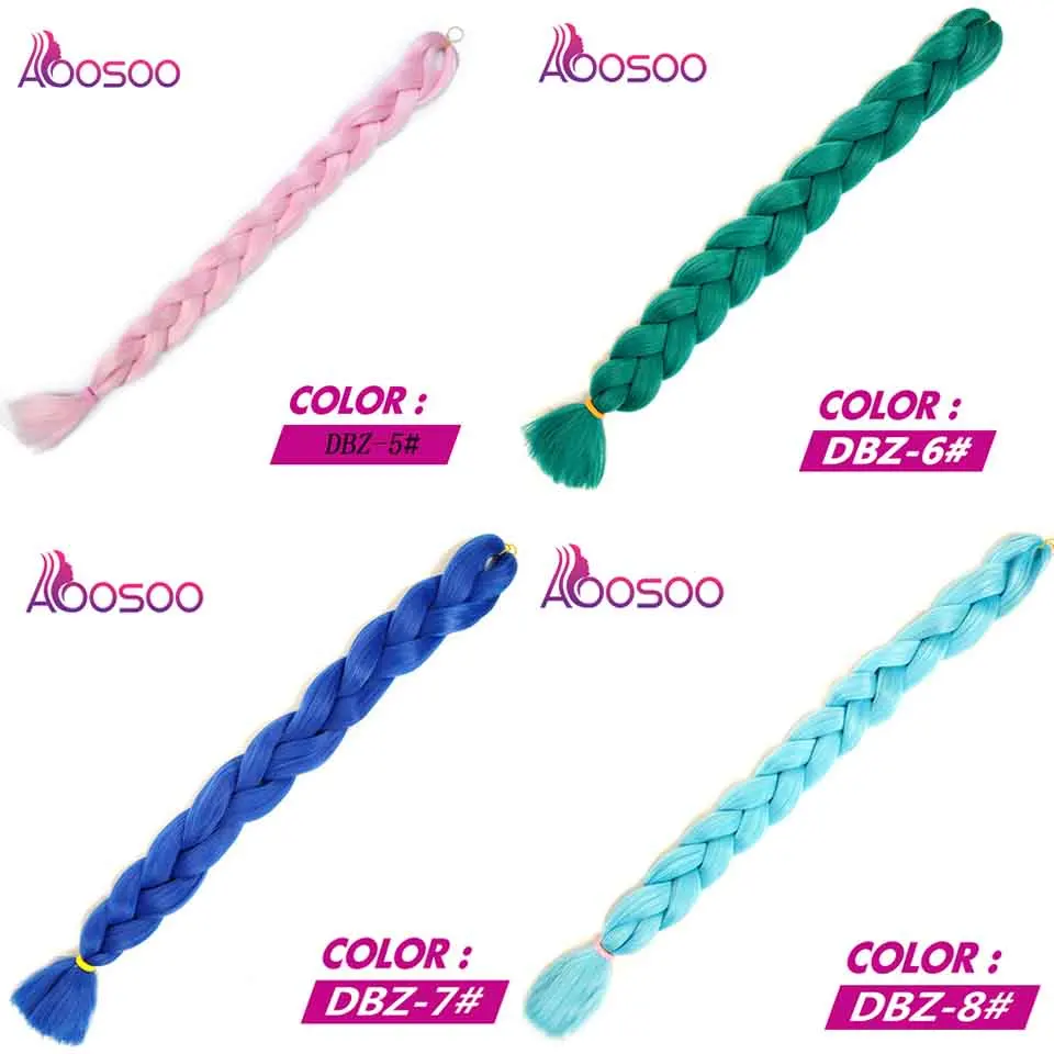 

AOOSOO 165g/pack Jumbo Braid Hair Crotchet Braids Pure Color yellow red purple blueHair Expression Braiding Hair