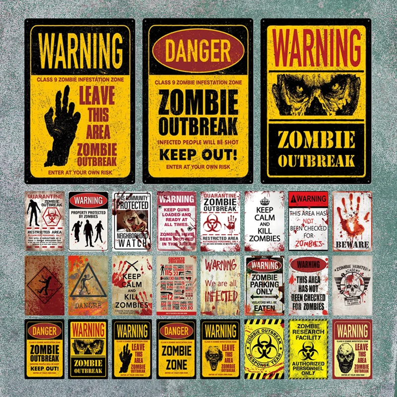 

Zombie Metal Sign Tin Sign Plaque Metal Vintage Wall Decor For Bar Pub Club Man Cave Metal Signs Tin Signs Home Decor (20x30cm)