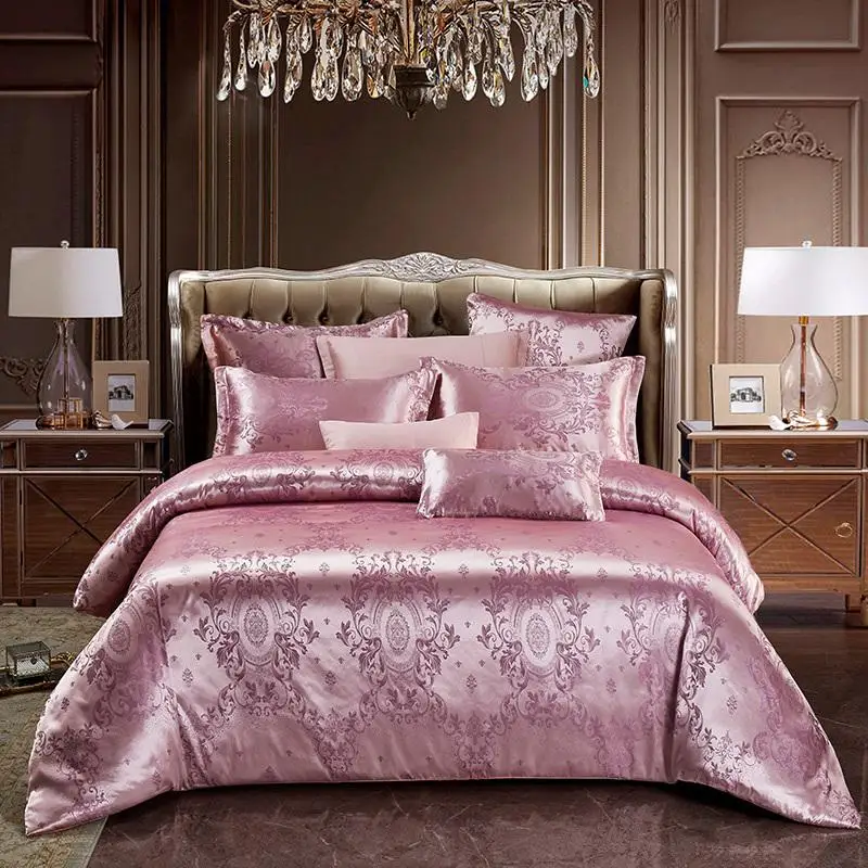

Luxury Satin Cotton Chic Floral Jacquard Bedding Set Ultra Soft Silky Twin Queen King size Duvet Cover Bed Sheet set Pillowcase