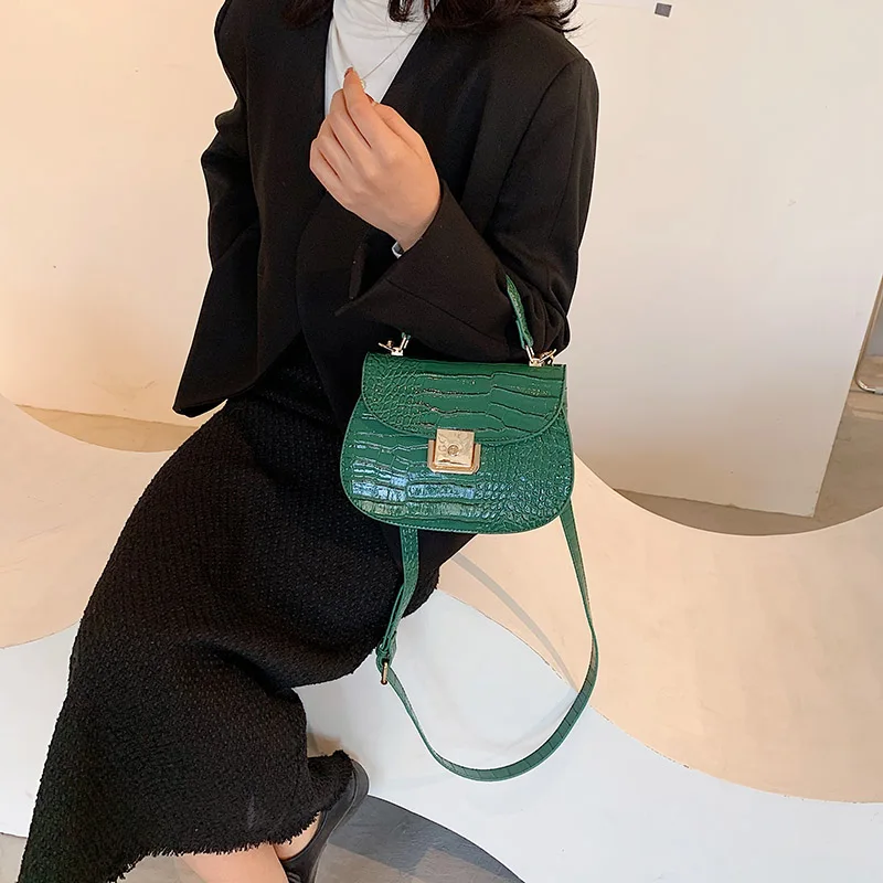 small pu leather crossbody bags for women 2021 fashion crocodile pattern handbags shoulder bag with short handle female purse free global shipping