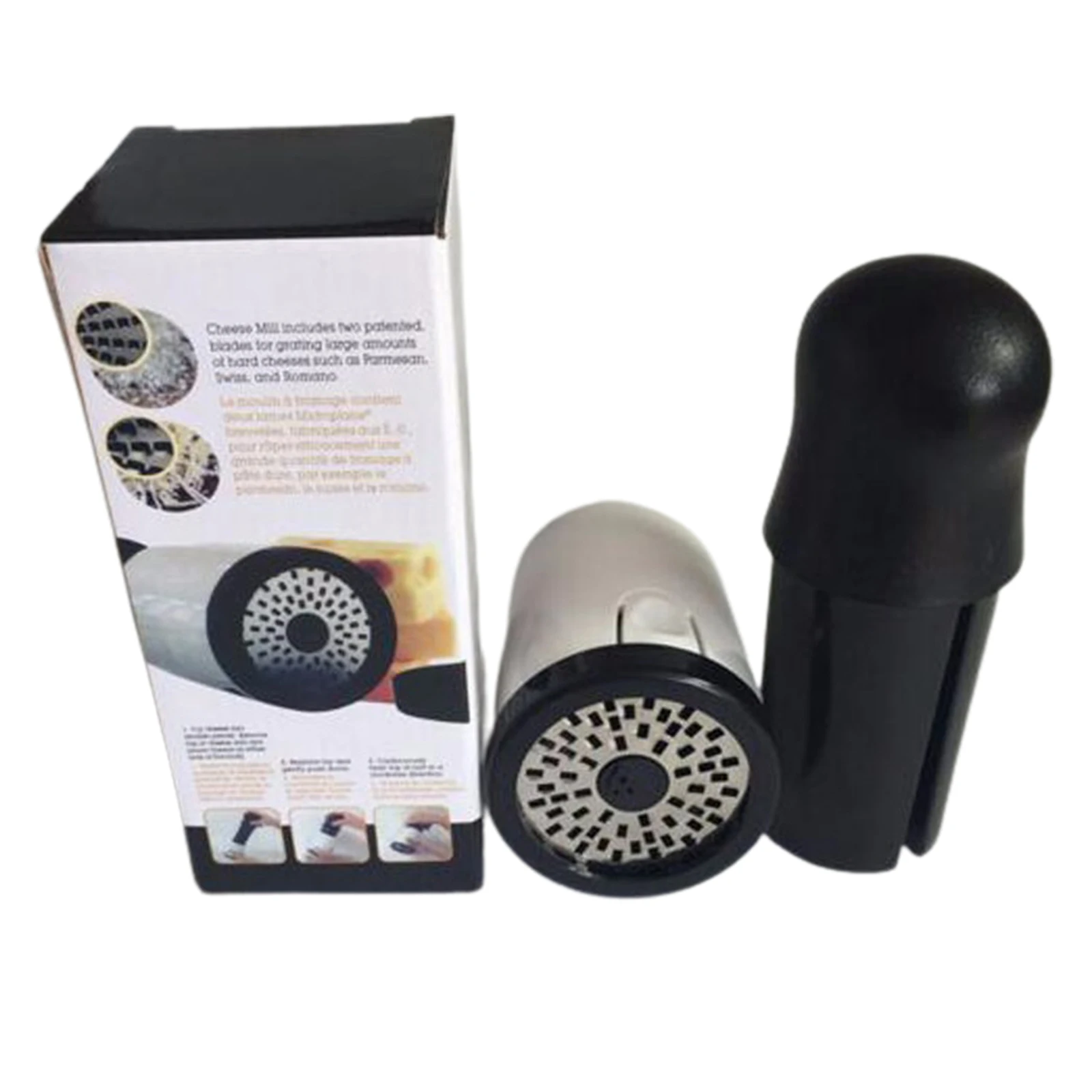 Stainless Steel Cheese Grater Handheld Rotary Chocolate Slicer with 2 Blades Kitchen Tools |