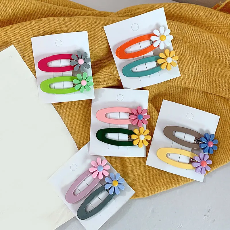 Новые милые Мультяшные металлические заколки ярких цветов в виде маргариток