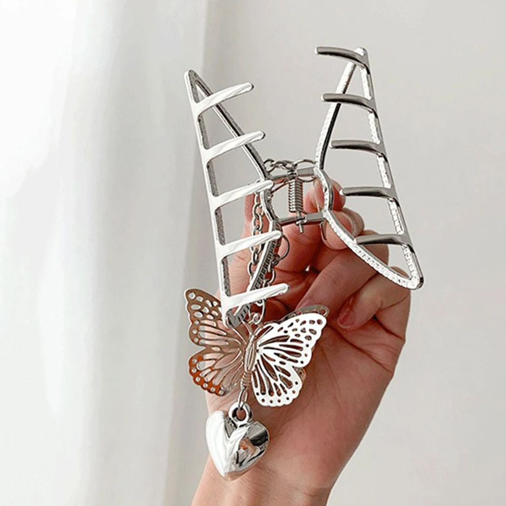 

Hollow Out Butterfly Heart Tassel Hair Pins For Women Girl Vintage Metal Silver Color Harajuku Hair Clip Jewelry Accessories New