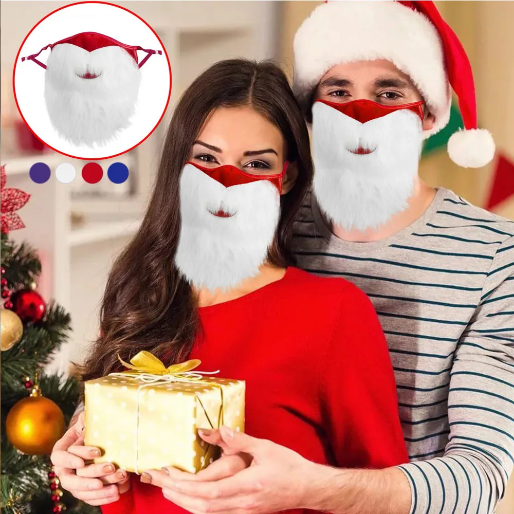 

9 Pcs Adult Cartoon Headband Men Santa Claus Mask Face Fabric Beard Christmas Plush Gift Festival Decoration Ornaments Present