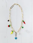 Длинная цепочка 24k позолоченное ожерелье с муранским стеклом и жемчугом Очаровательное ожерелье с подвески в виде сердца фруктов Чили