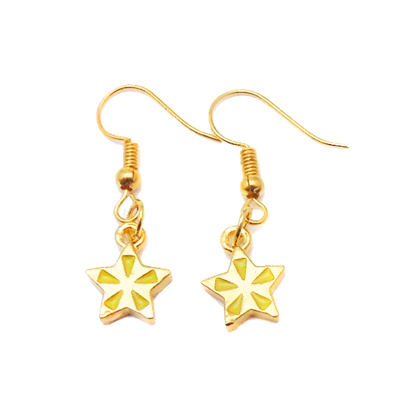 10 пара/лот серьги в виде звезды гвоздики стиле панк Золотые с эмалью для женщин