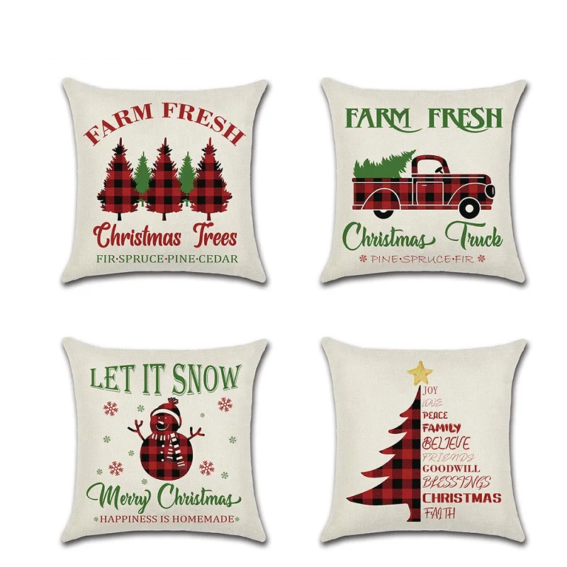 

Счастливого Рождества, красная Чехлы рождественской елки для автомобиля с принтом снеговика; Хлопковая льняная наволочка диван-кровать для дома с утолщённой меховой опушкой, хороший и новогодними украшениями