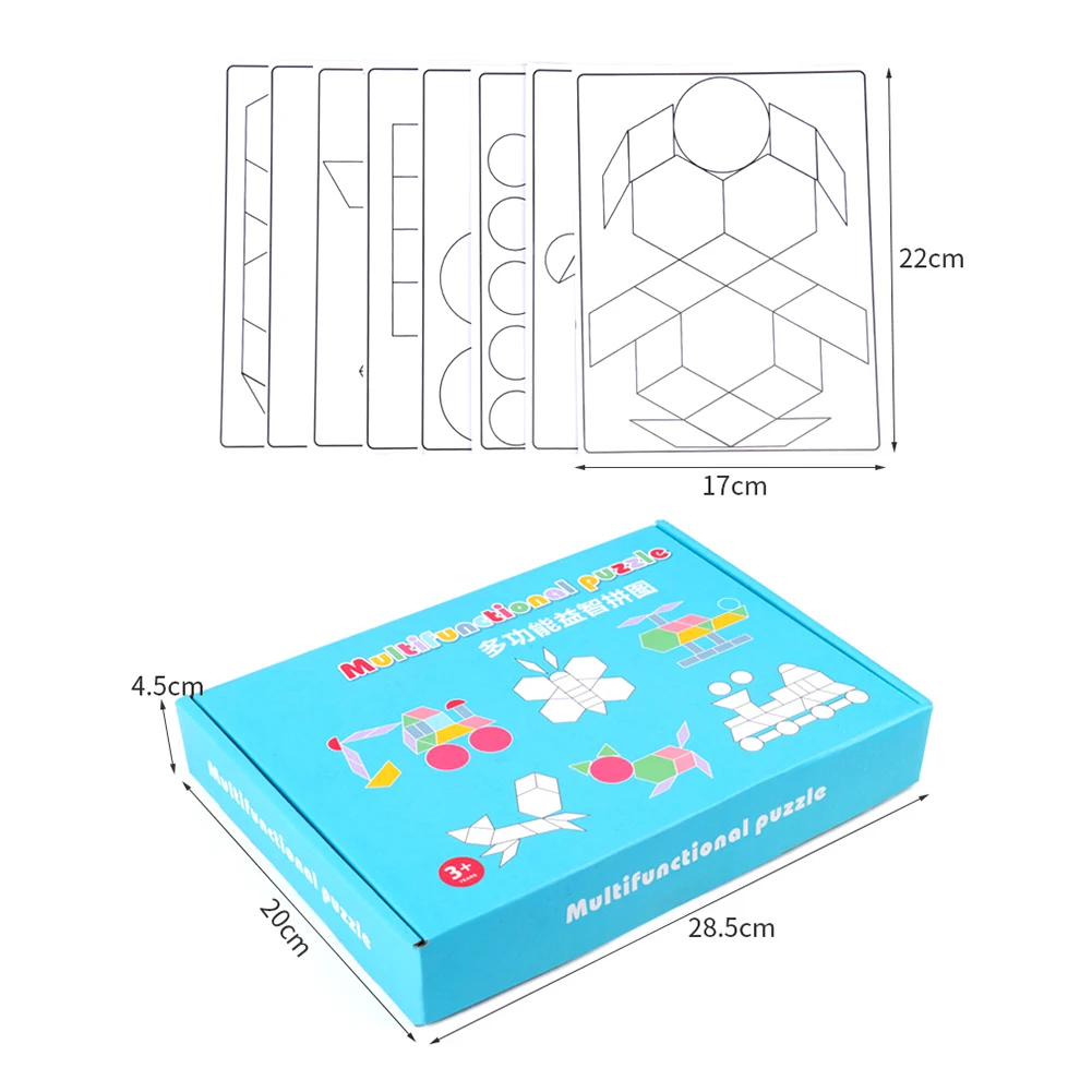 

180pcs Wooden 3D Jigsaw Puzzle Tangram Board Colorful Baby Early Educational Toys for Children Learning Game hot sale 2020#37