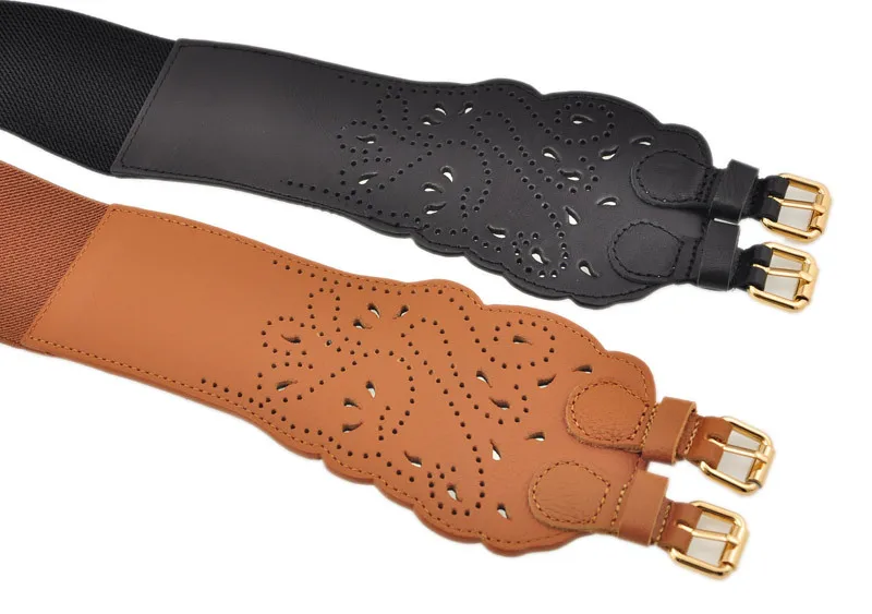 Винтажный Плетеный ремень из искусственной кожи с двойной пряжкой широкий