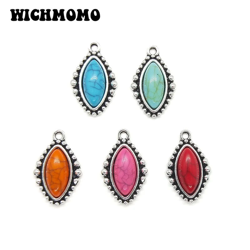 10 шт. 24 мм цинковый сплав Серебряный инкрустация полимерные бусины в форме капли