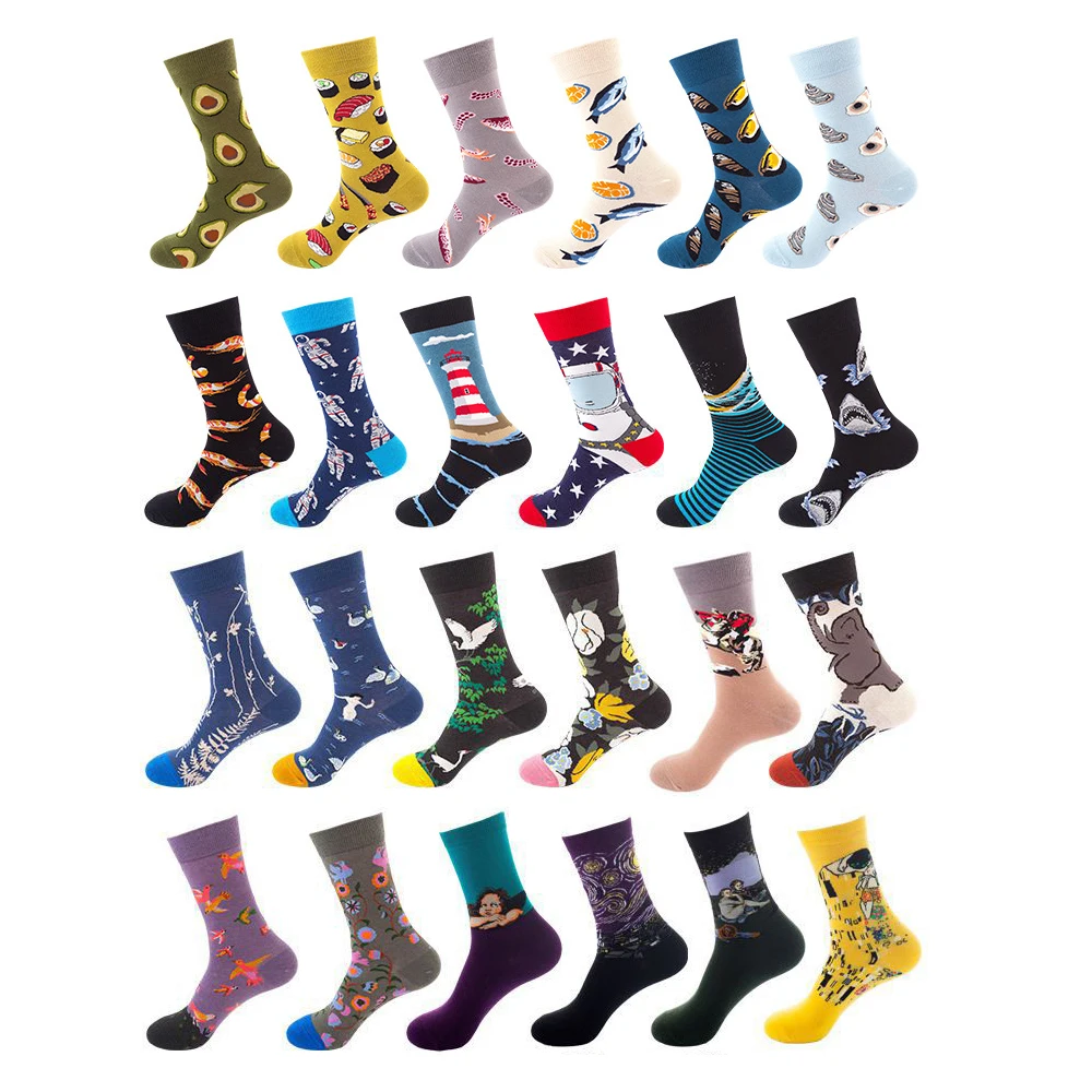 

Индивидуальные счастливые женские носки для скейтборда Harajuku авокадо Мультфильм Акула слон вышитые носки для мужчин