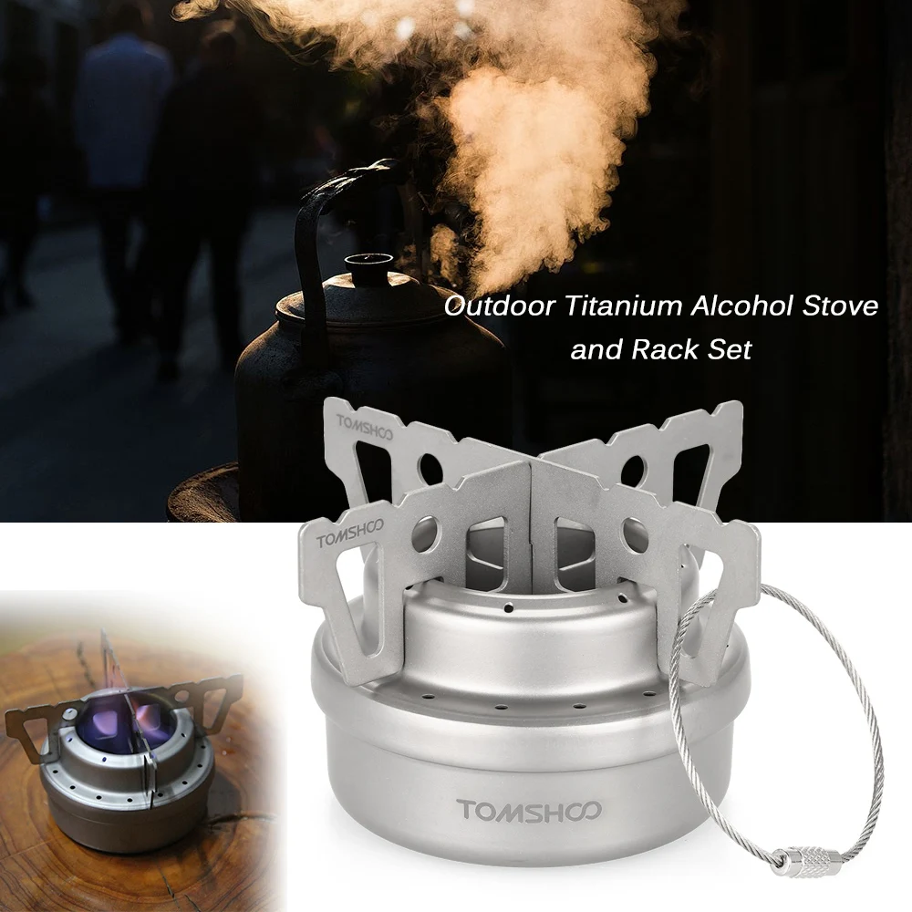 

Outdoor Titanium Alcohol Stove Outdoor Liquid Spirit Burner Camping Liquid Alcohol Stove with Cross Stand Rack Support Stand
