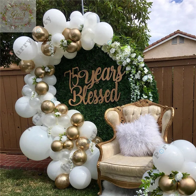 

100pcs/set White Balloon Garland Metallic Gold Birthday Balloon Arch Kit for Wedding Party Decoration Bride Baby Shower Supplies