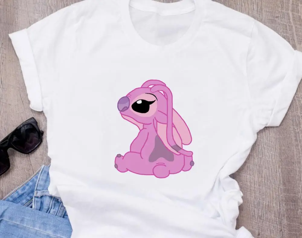 Женская модная футболка с милым рисунком из мультфильма Disneys Lilo Stitch Harajuku Kawaii Футболка с принтом милые повседневные топы - Цвет: T-shirt