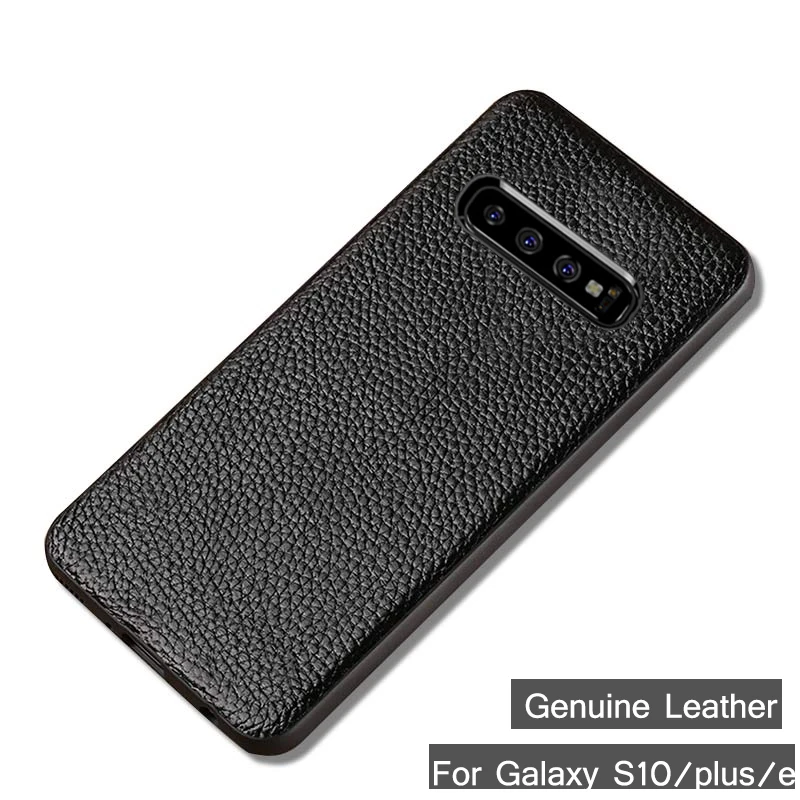 Genuine Leather Phone Case For Samsung Galaxy S8 S9 s10 Plus Litchi Texture Back Cover S7 Edge A50 A70 A7 A8 2018 | Мобильные