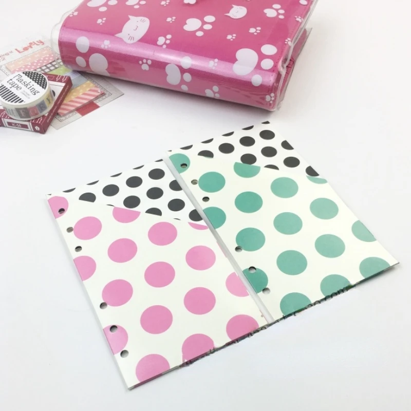 

2Pcs/Set Creative Polka Dots Notebook Dividers A6 Loose Leaf 6 Holes Index Paper with Storage Bag Planner Accessories