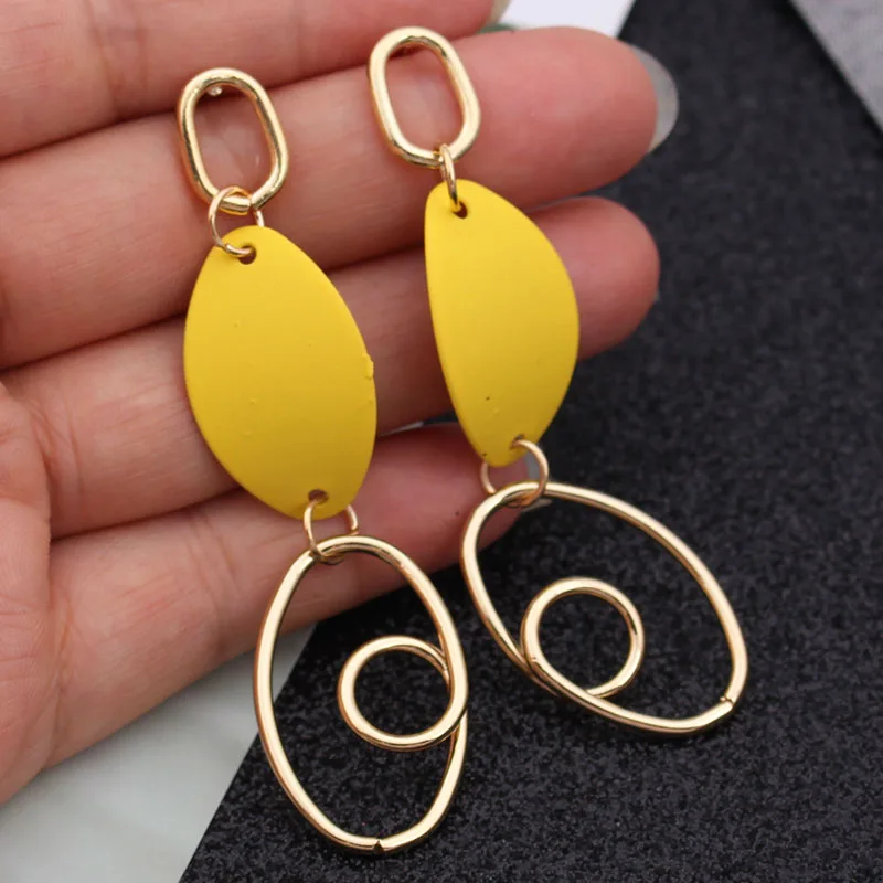 Fashion Circle Geometric Metal Earrings For Women Jewelry Personality Hanging Long Drop brincos pendientes mujer | Украшения и