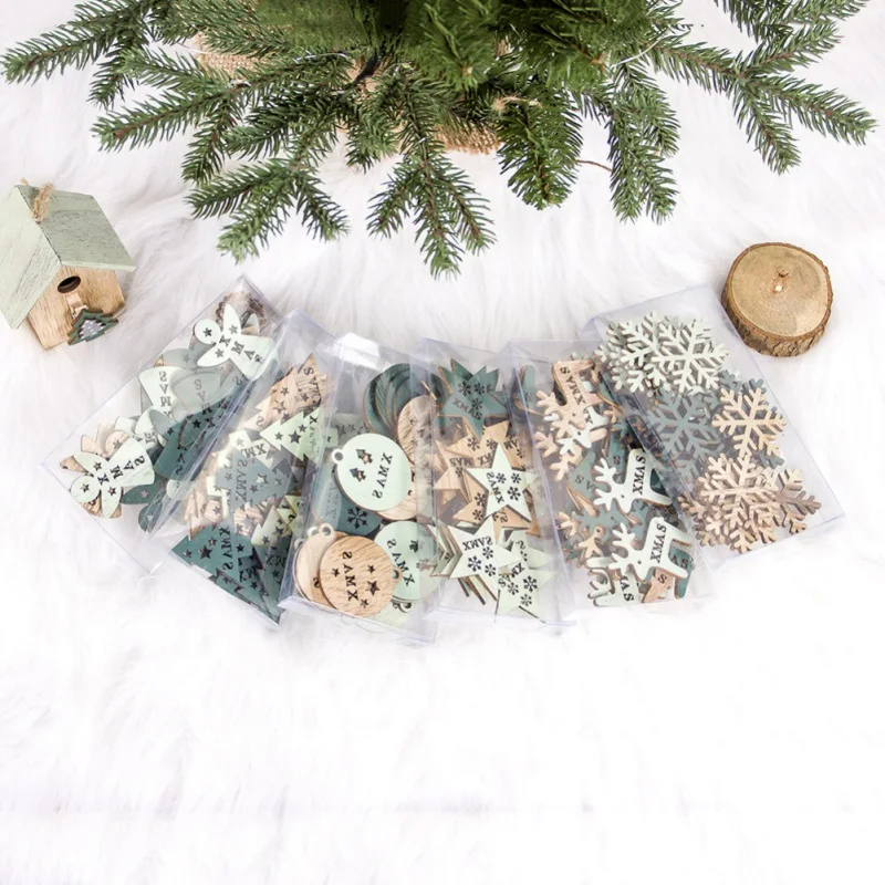 Christmas Ornaments Chritsmas Tree Decoration Color Painted Wood Cutout Signs DIY Kit Holiday Party Decor Supplies | Дом и сад