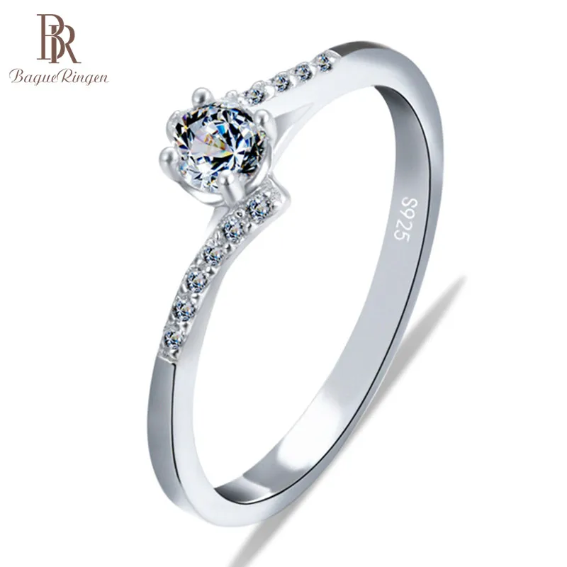 Женское кольцо из стерлингового серебра 925 пробы Bague Ringen обручальное с одним