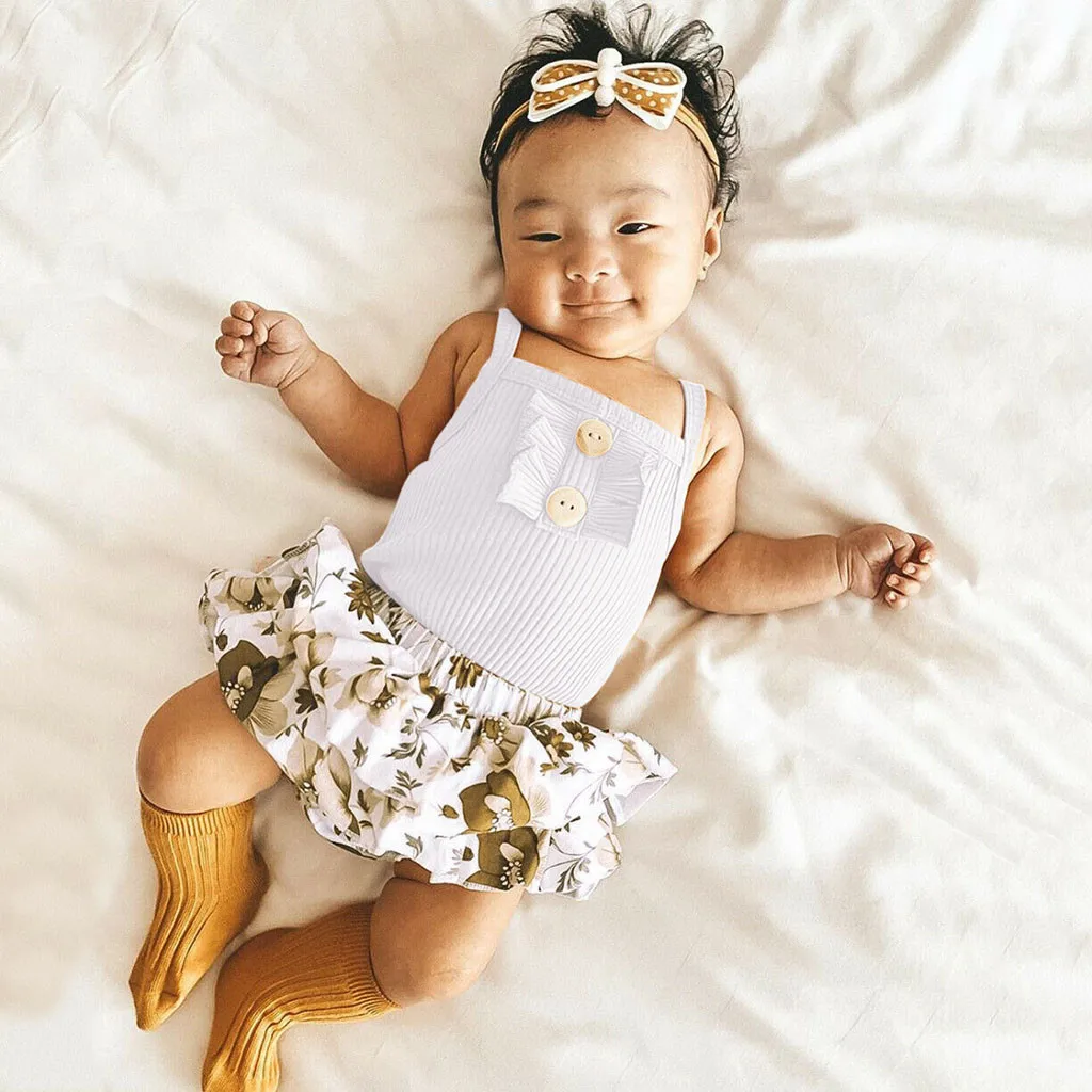 Детский цветочный комбинезон на подтяжках с оборками и шортами летний наряд для