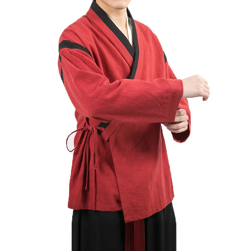 

Chinese Style Jacket Men Streetwear Kimono Jacket Mens Kung Fu Jacket Man Linen Coats & Jackets Male Tang Suit Hanfu Hommes 4XL