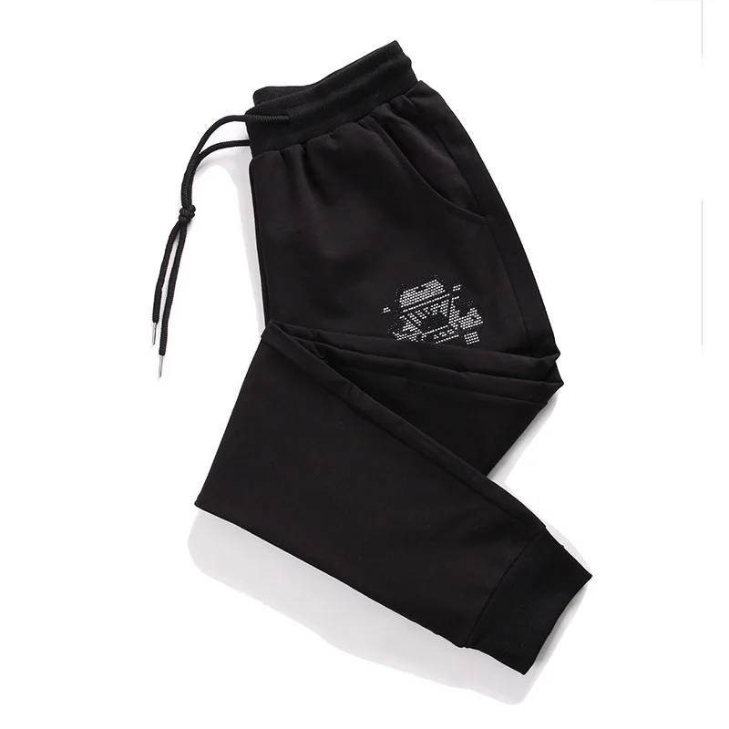 

Fashion Sweatpants Women Drilling Cartoon Loose Sport Trousers Cotton High Waist Black Bottoms 2022 Spring Pants P103