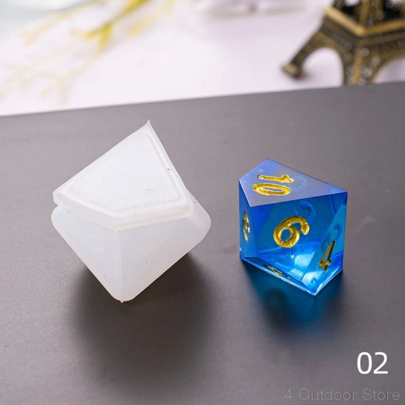 

7 Shapes Crystal Epoxy Mold Dice Fillet Shape Multi-spec Digital Game High Mirror dice mold silicone Mould O01 20 Dropshipping