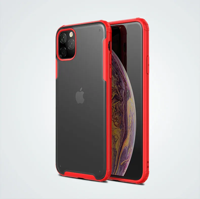 red Для Apple iphone 11 Чехол Мягкий силикон+ Жесткий PC матовый прозрачный противоударный чехол для iphone 11 Pro Max iphone 11 11Pro - Цвет: red