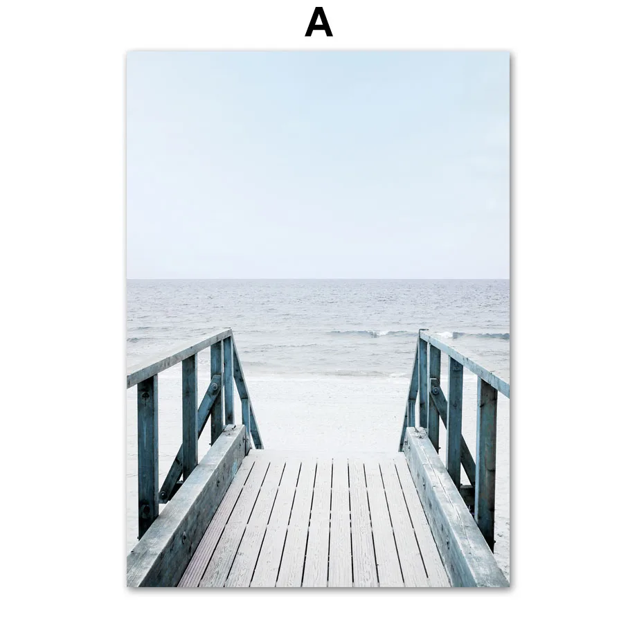 Sea Bridge Reed Beach Sailboat Quote landscape Art Canvas Painting Nordic Posters And Prints Room Decor Wall Pictures For Living | Дом и сад
